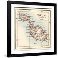 Map of the Maltese Islands, 1870s-null-Framed Giclee Print