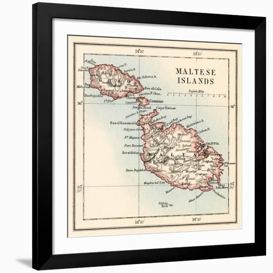 Map of the Maltese Islands, 1870s-null-Framed Giclee Print