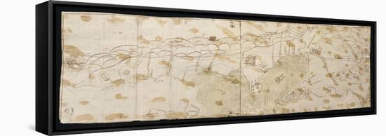 Map of the Maracaibo Lagoon, the Tip of Paraguay, Aruba Island, Curacao and Bonaire, 1552-null-Framed Stretched Canvas