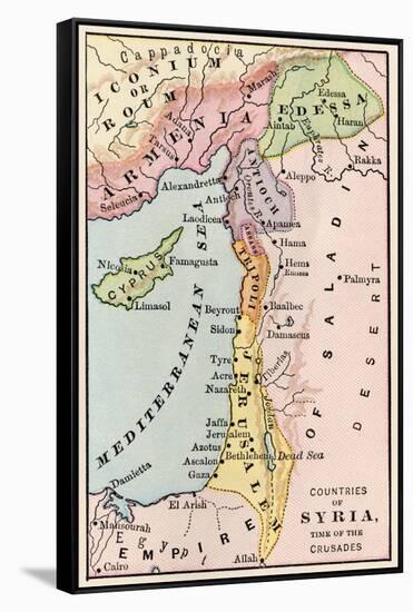 Map of the Middle East at the Time of the Crusades-null-Framed Stretched Canvas