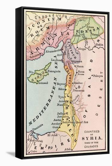 Map of the Middle East at the Time of the Crusades-null-Framed Stretched Canvas