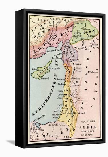 Map of the Middle East at the Time of the Crusades-null-Framed Stretched Canvas