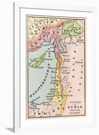 Map of the Middle East at the Time of the Crusades-null-Framed Giclee Print