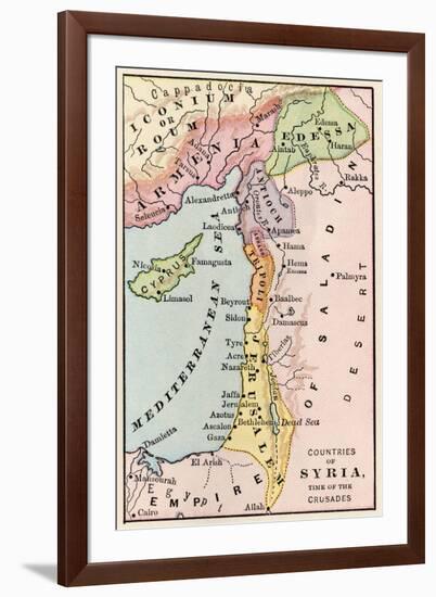 Map of the Middle East at the Time of the Crusades-null-Framed Giclee Print