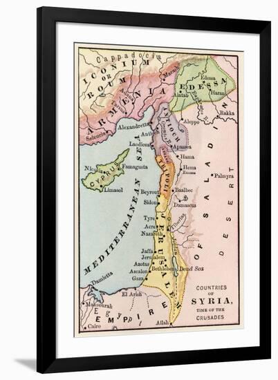 Map of the Middle East at the Time of the Crusades-null-Framed Giclee Print