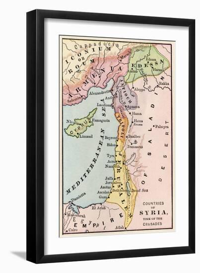 Map of the Middle East at the Time of the Crusades-null-Framed Giclee Print