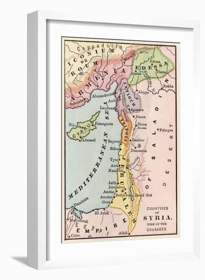 Map of the Middle East at the Time of the Crusades-null-Framed Giclee Print