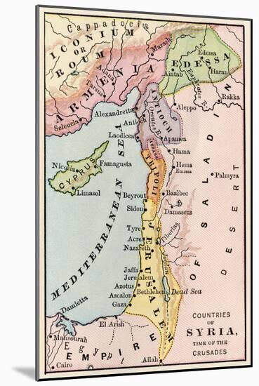 Map of the Middle East at the Time of the Crusades-null-Mounted Giclee Print