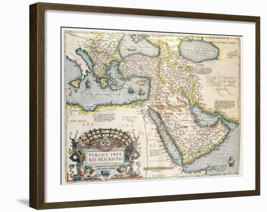 Map of the Middle East, from Theatrvm Orbis Terrarvm, 1570-Abraham Ortelius-Framed Giclee Print