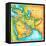 Map of the Middle East-Jennifer Thermes-Framed Stretched Canvas