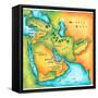 Map of the Middle East-Jennifer Thermes-Framed Stretched Canvas