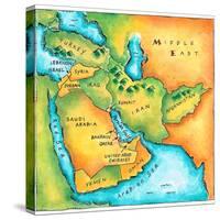 Map of the Middle East-Jennifer Thermes-Stretched Canvas