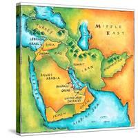 Map of the Middle East-Jennifer Thermes-Stretched Canvas