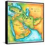 Map of the Middle East-Jennifer Thermes-Framed Stretched Canvas