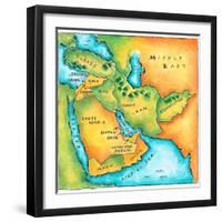 Map of the Middle East-Jennifer Thermes-Framed Premium Photographic Print