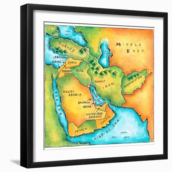 Map of the Middle East-Jennifer Thermes-Framed Photographic Print