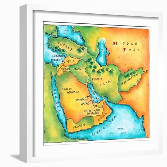 Map of the Middle East-Jennifer Thermes-Framed Photographic Print