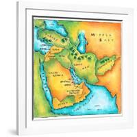 Map of the Middle East-Jennifer Thermes-Framed Photographic Print