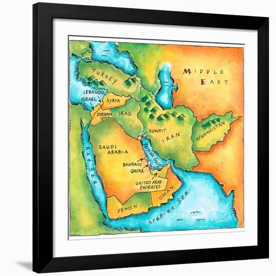 Map of the Middle East-Jennifer Thermes-Framed Photographic Print