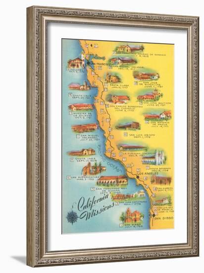 Map of the Missions, California-null-Framed Art Print