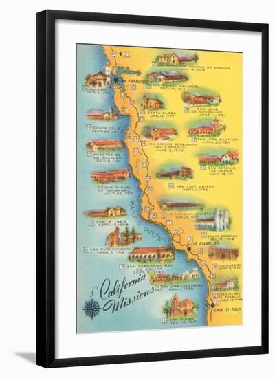 Map of the Missions, California-null-Framed Art Print