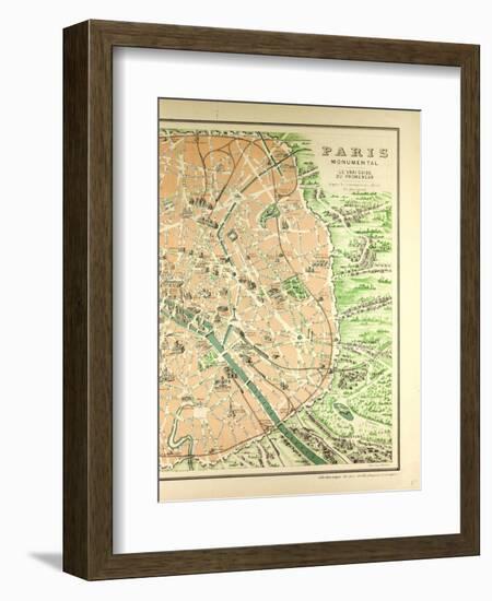 Map of the Monuments in Paris-null-Framed Giclee Print