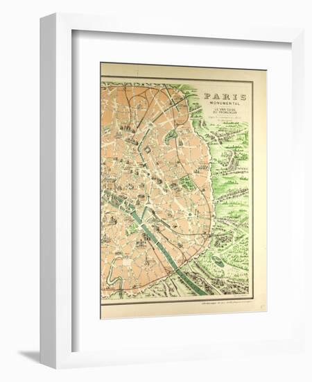 Map of the Monuments in Paris-null-Framed Giclee Print