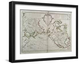 Map of the New Discoveries to the North of the South Seas, 1750-Guillaume Delisle-Framed Giclee Print