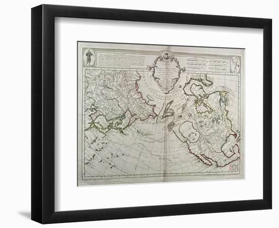 Map of the New Discoveries to the North of the South Seas, 1750-Guillaume Delisle-Framed Premium Giclee Print
