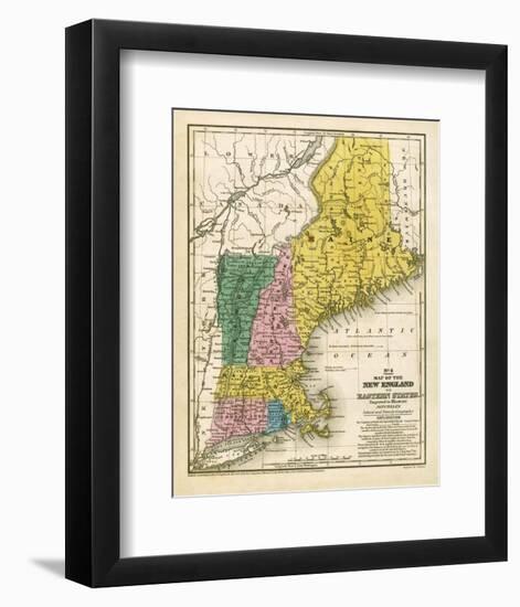 Map of the New England or Eastern States, c.1839-Samuel Augustus Mitchell-Framed Art Print