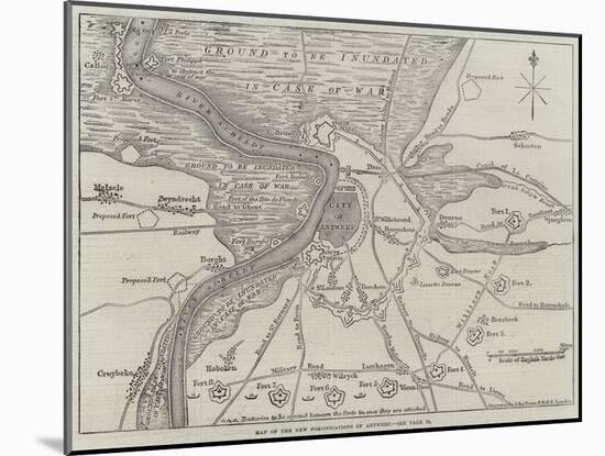 Map of the New Fortifications of Antwerp-John Dower-Mounted Giclee Print