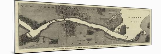 Map of the Niagara River from Above the Falls to the Whirlpool Where Captain Webb Was Lost-null-Mounted Giclee Print