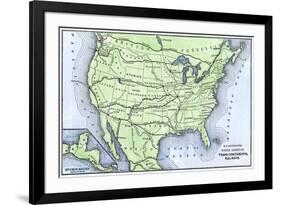 Map of the North American Transcontinental Railways, 1800s-null-Framed Giclee Print