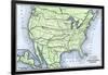 Map of the North American Transcontinental Railways, 1800s-null-Framed Giclee Print