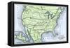 Map of the North American Transcontinental Railways, 1800s-null-Framed Stretched Canvas