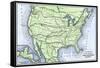 Map of the North American Transcontinental Railways, 1800s-null-Framed Stretched Canvas