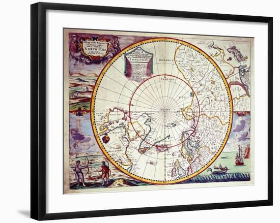 Map of the North Pole-John Seller-Framed Giclee Print