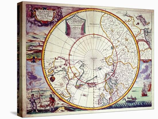 Map of the North Pole-John Seller-Stretched Canvas