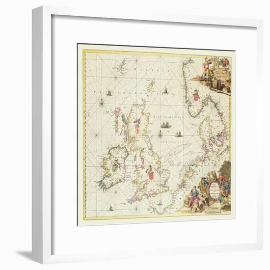 Map of the North Sea, c.1675-Frederick de Wit-Framed Giclee Print