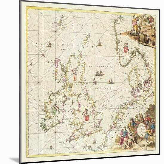 Map of the North Sea, c.1675-Frederick de Wit-Mounted Giclee Print