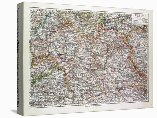 Map of the Northern Part of Bavaria, Germany, 1899-null-Stretched Canvas