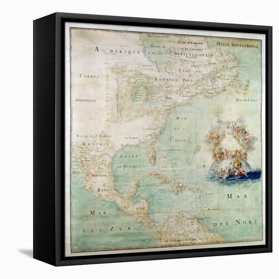 Map of the Northern Section of North America-Abbott Claude Bernou-Framed Stretched Canvas