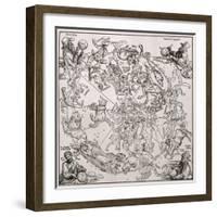 Map of the Northern Sky with Representations of the Constellations, Decorated With-Albrecht Dürer-Framed Giclee Print