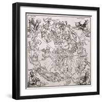 Map of the Northern Sky with Representations of the Constellations, Decorated With-Albrecht Dürer-Framed Giclee Print