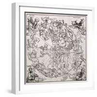 Map of the Northern Sky with Representations of the Constellations, Decorated With-Albrecht Dürer-Framed Giclee Print