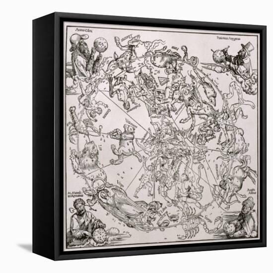 Map of the Northern Sky with Representations of the Constellations, Decorated With-Albrecht Dürer-Framed Stretched Canvas