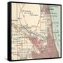 Map of the Northside of Chicago (C. 1900), Maps-Encyclopaedia Britannica-Framed Stretched Canvas