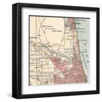 Map of the Northside of Chicago (C. 1900), Maps-Encyclopaedia Britannica-Framed Art Print