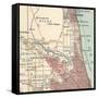 Map of the Northside of Chicago (C. 1900), Maps-Encyclopaedia Britannica-Framed Stretched Canvas