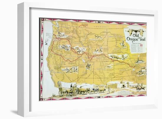 Map of the Old Oregon Trail-American School-Framed Giclee Print